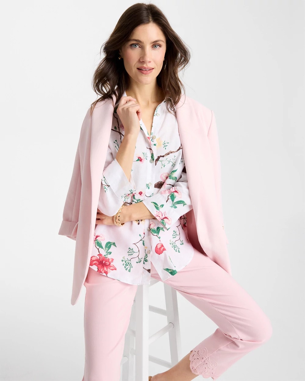 Hot Honeysuckle No Iron™ Kyoto Bloom Linen Shirt