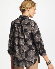 Black No Iron™ Stretch Ginkgo Glory Shirt