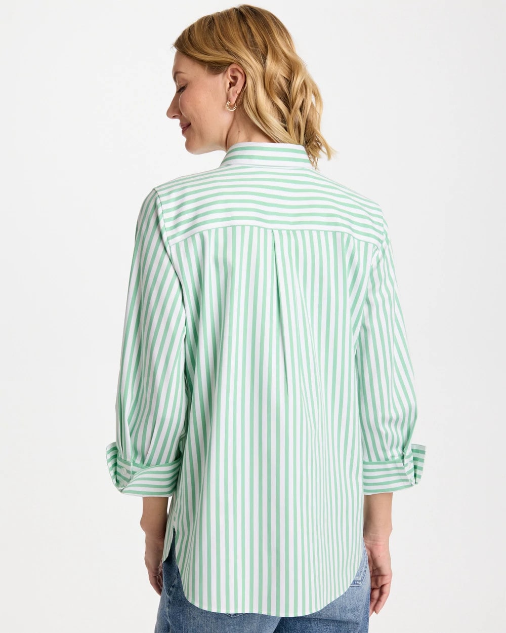 Peppermint Green No Iron™ Striped Stretch Shirt