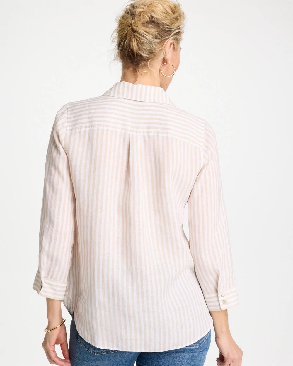 Oatmeal No Iron™ Striped Linen Shirt