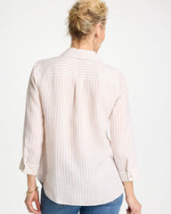 Oatmeal No Iron™ Striped Linen Shirt