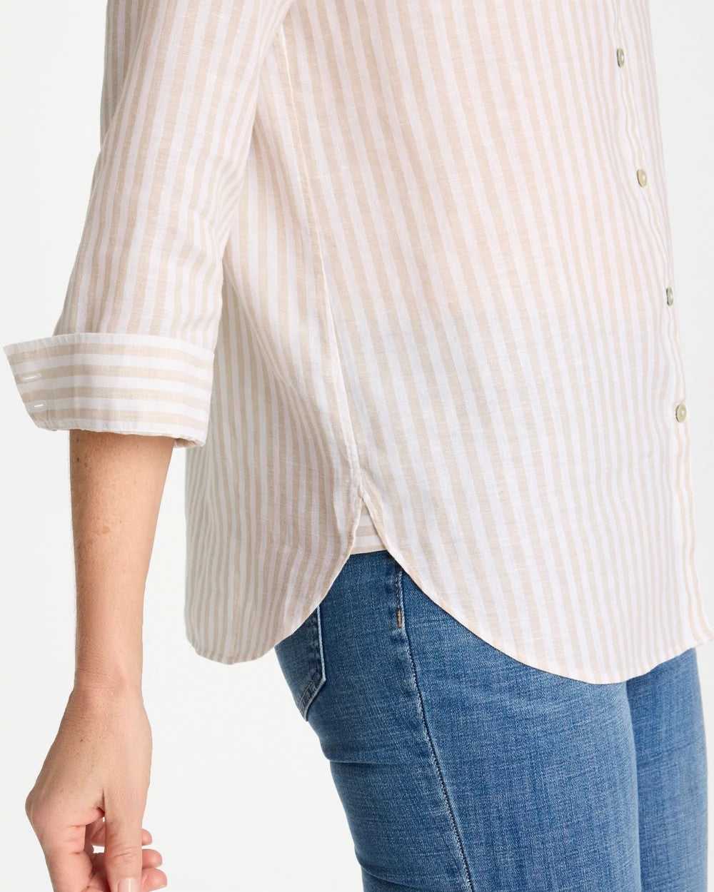 Oatmeal No Iron™ Striped Linen Shirt