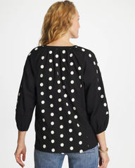 Black Textured Polka Dot Blouse
