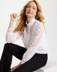 Alabaster Lace Ruffle Neck Blouse