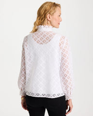 Alabaster Lace Ruffle Neck Blouse