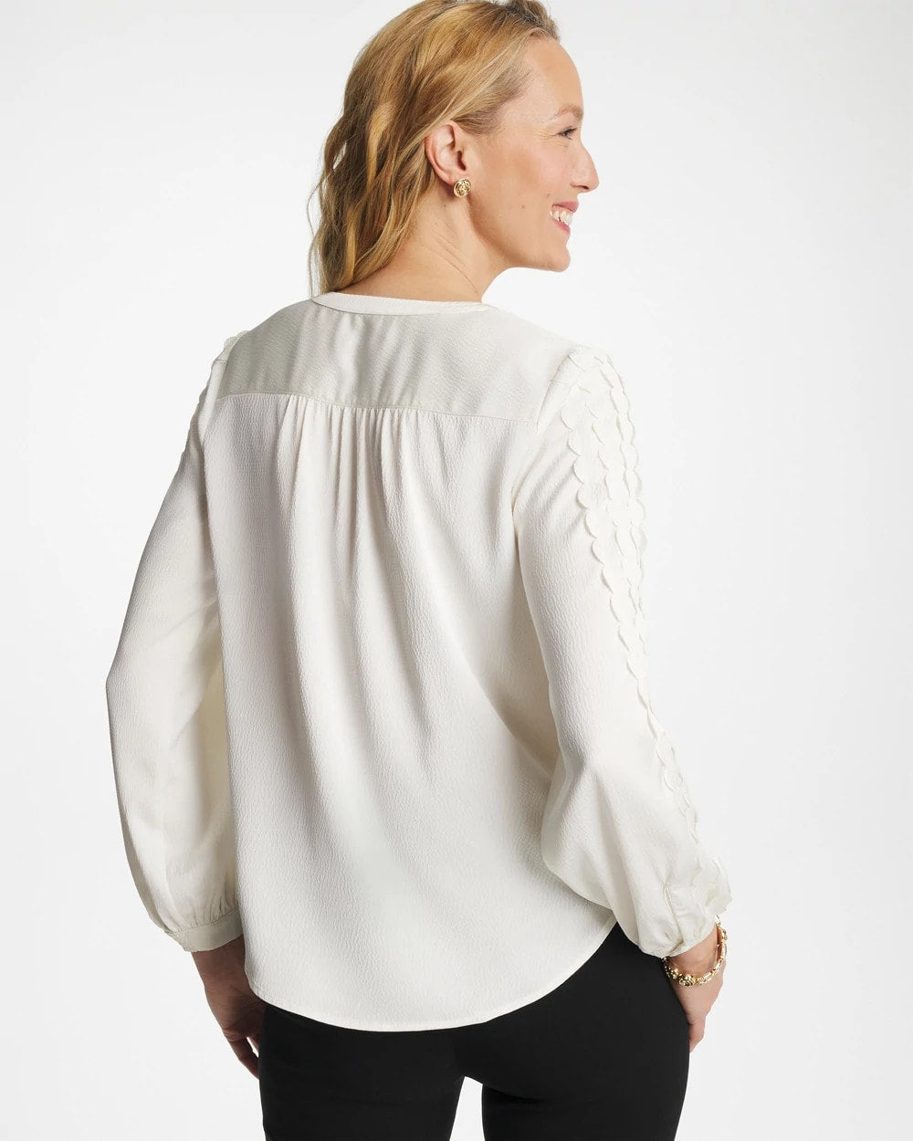 Ecru Laser Cut Crinkle Blouse
