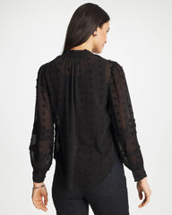 Black 3D Dot Jacquard Chiffon Blouse