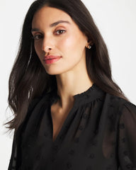 Black 3D Dot Jacquard Chiffon Blouse