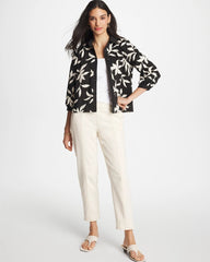 Black Embroidered Cropped Collared Shirt