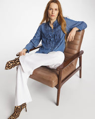 Bailey Indigo Tencel Ruffle Front Shirt