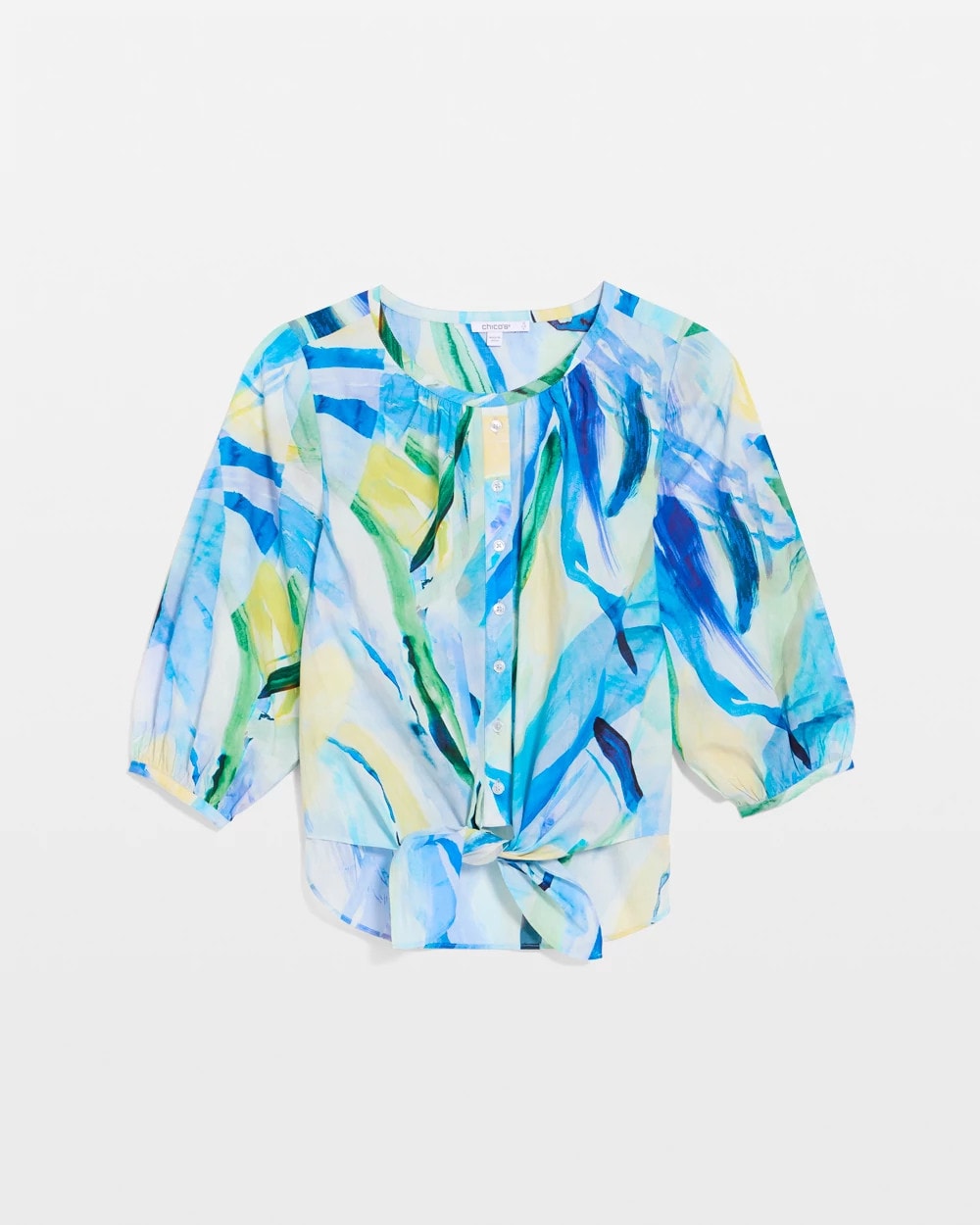 Amparo Blue Printed Tie-Front Top