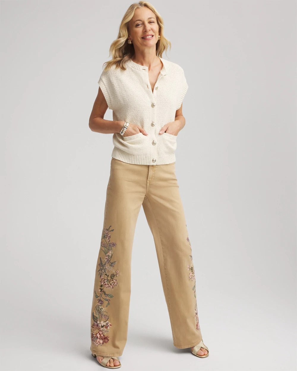 Gold Button-Up Sweater Vest