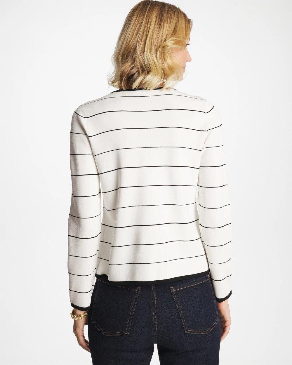 Ecru Contrast Tipped Sweater Blazer