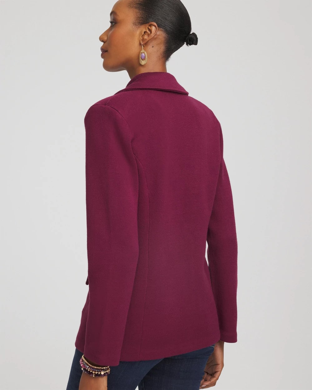 Deep Chianti Single-Breasted Sweater Blazer