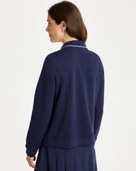 Passport Blue Zenergy® Soft Pique Button-Down Cardigan