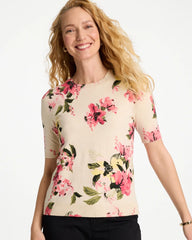 Hot Honeysuckle Ella Crewneck Floral Pullover Sweater