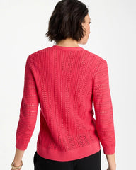Hot Honeysuckle Stitchy V-Neck Cardigan