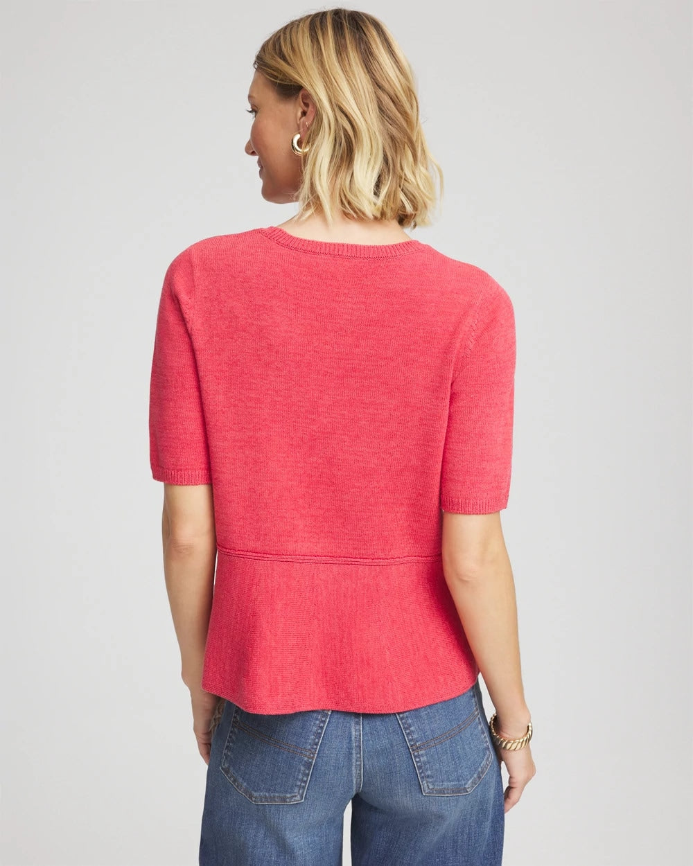 Folkloric Red Pullover Peplum Sweater