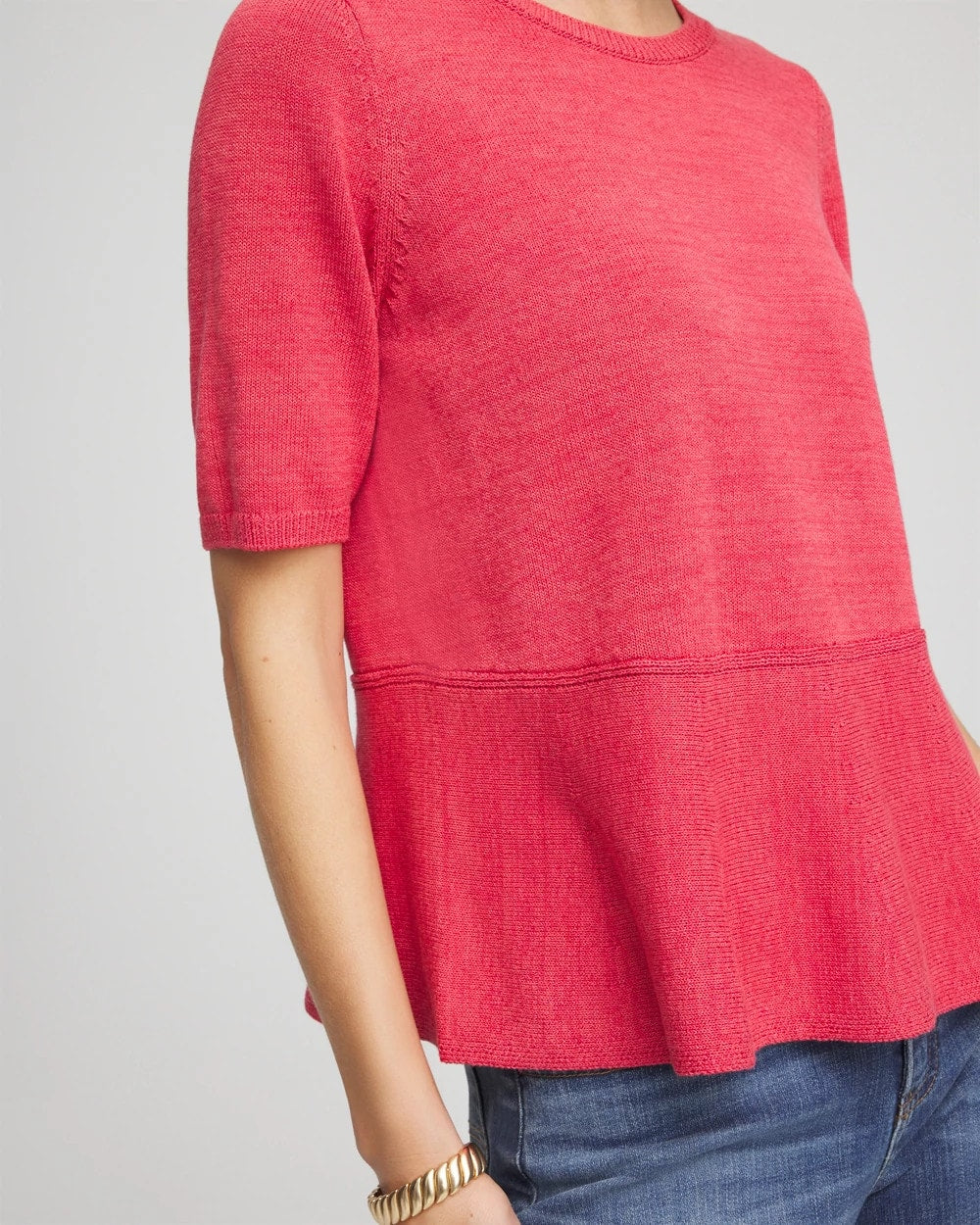 Folkloric Red Pullover Peplum Sweater