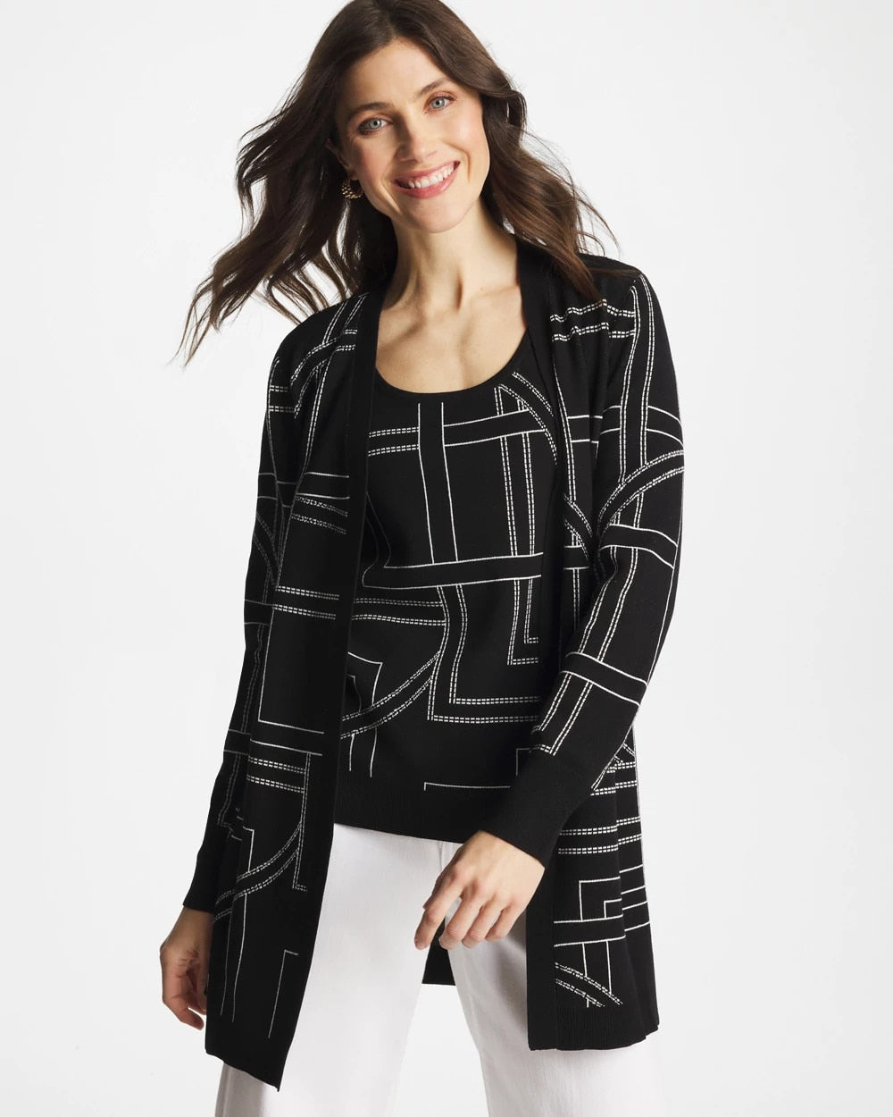 Black Ella Graphic Cardigan