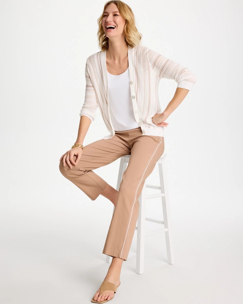 Alabaster Striped Stitchy Cardigan