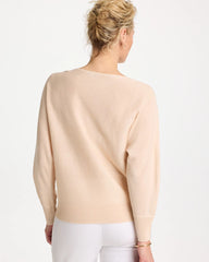 Neutral Embroidered 3/4 Sleeve Sweater