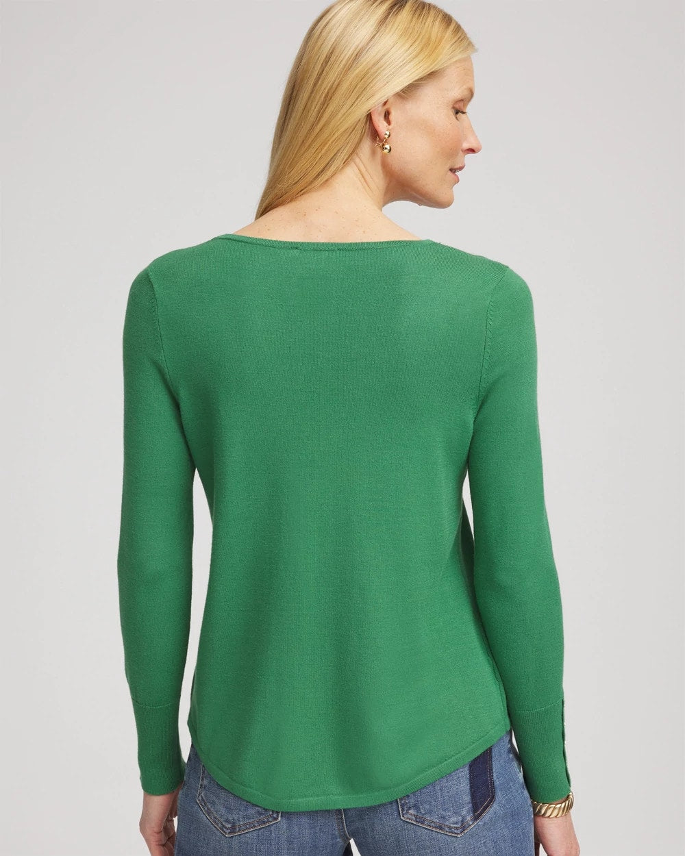 Jardin Green Ella V-Neck Pullover Sweater