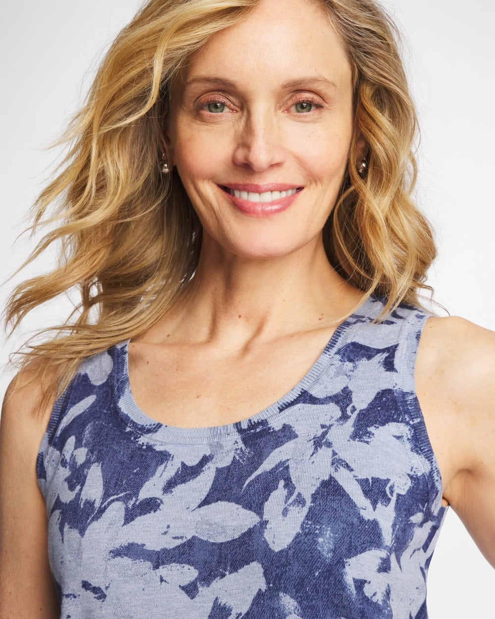 Blue Ella Floral Scoopneck Tank
