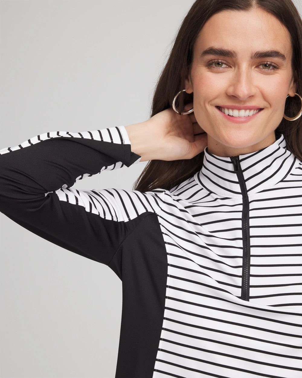 Black Zenergy® UPF Striped Block Half Zip