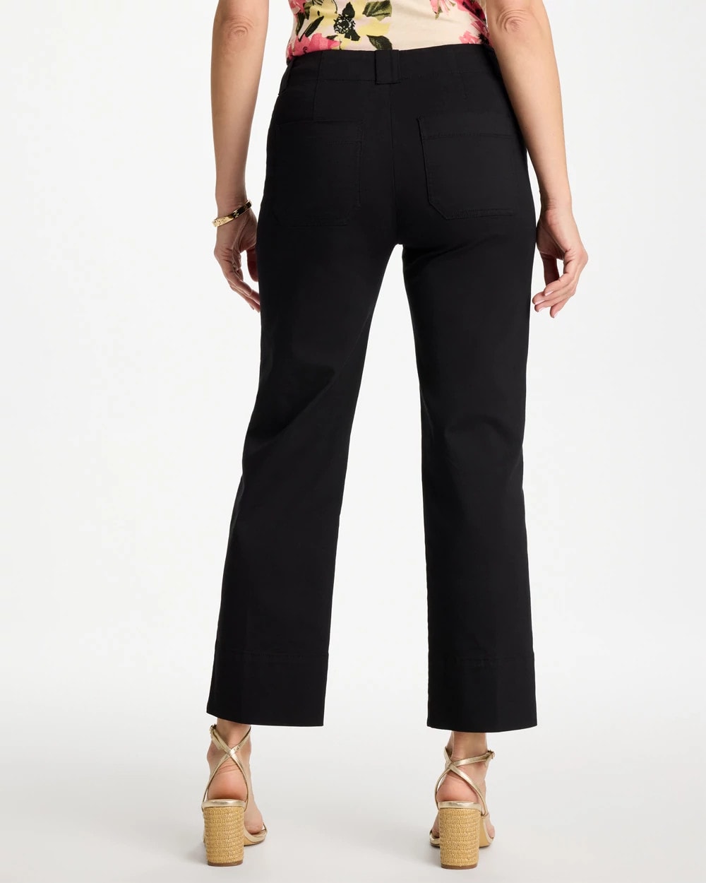 Black High Hem Straight Crop Pants