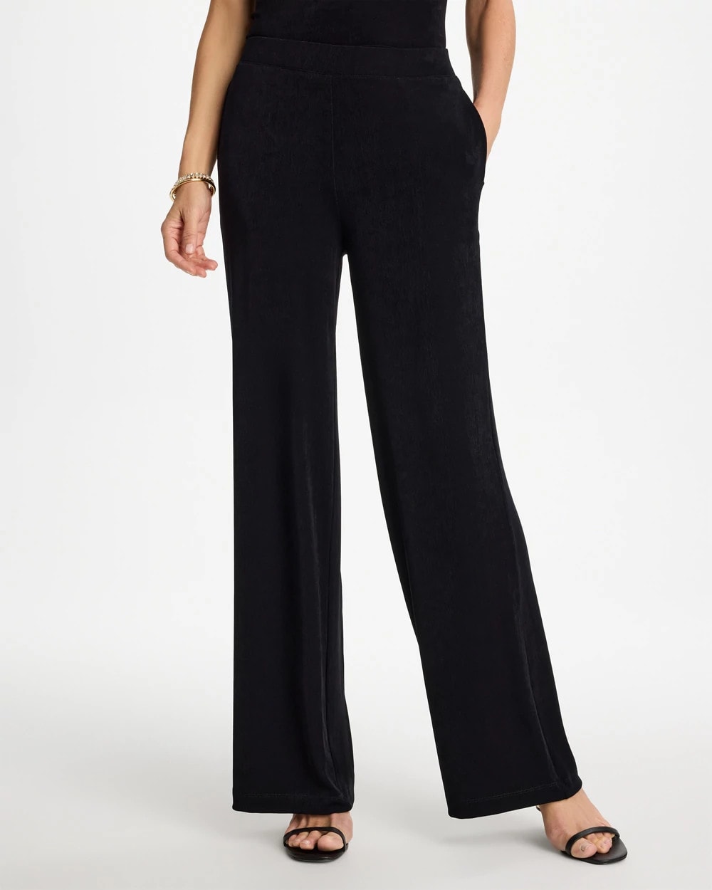 Travelers Black Petite Travelers™ Wide-Leg Pocket Pants