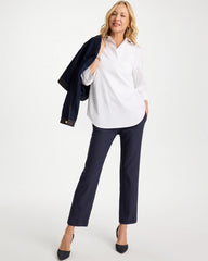 Navy Brigitte™ Straight Pinstripe Cropped Pants