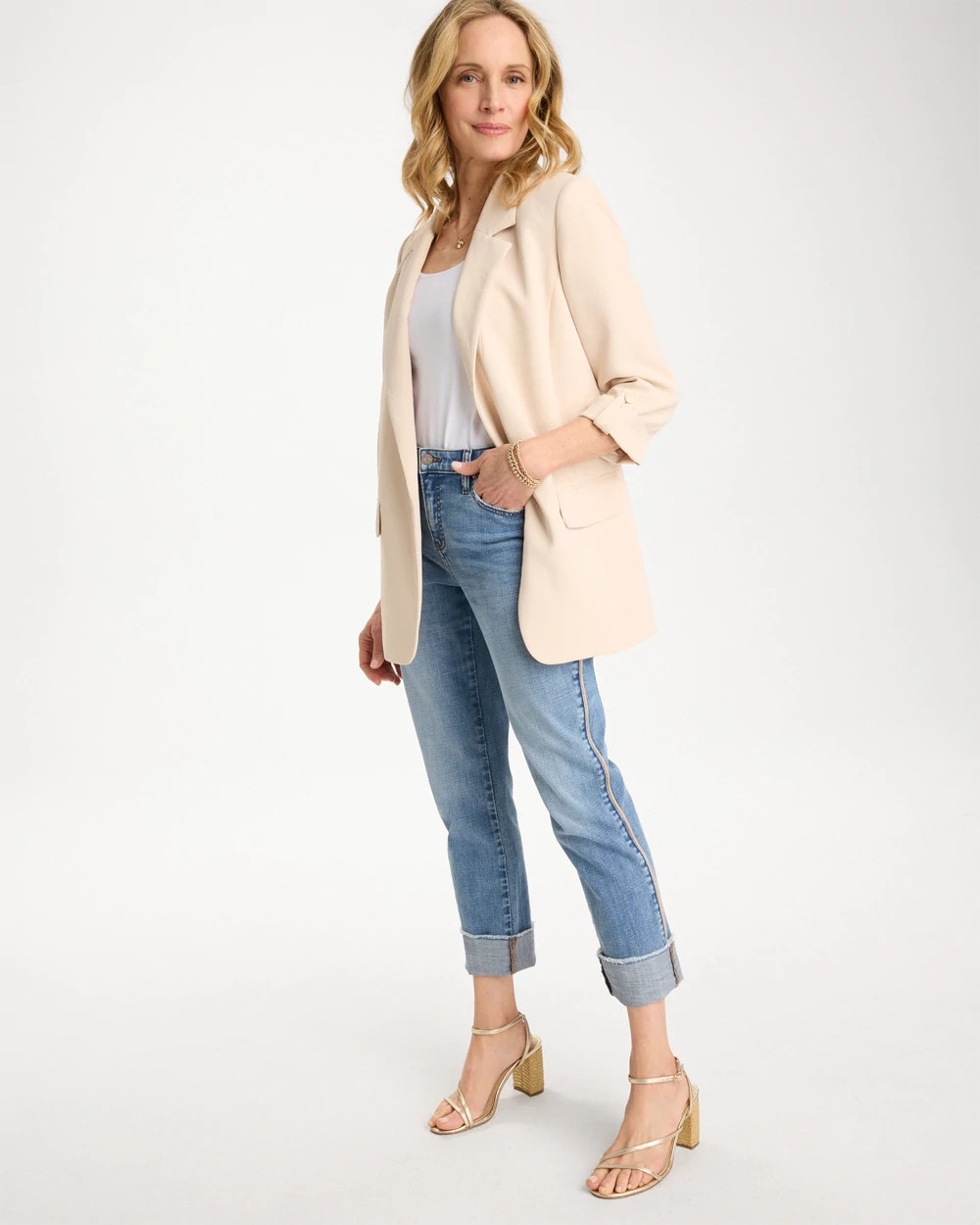 Allegro Indigo Girlfriend Roll Cuff Crop Jeans