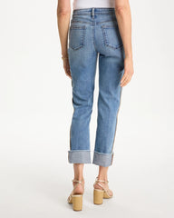Allegro Indigo Girlfriend Roll Cuff Crop Jeans