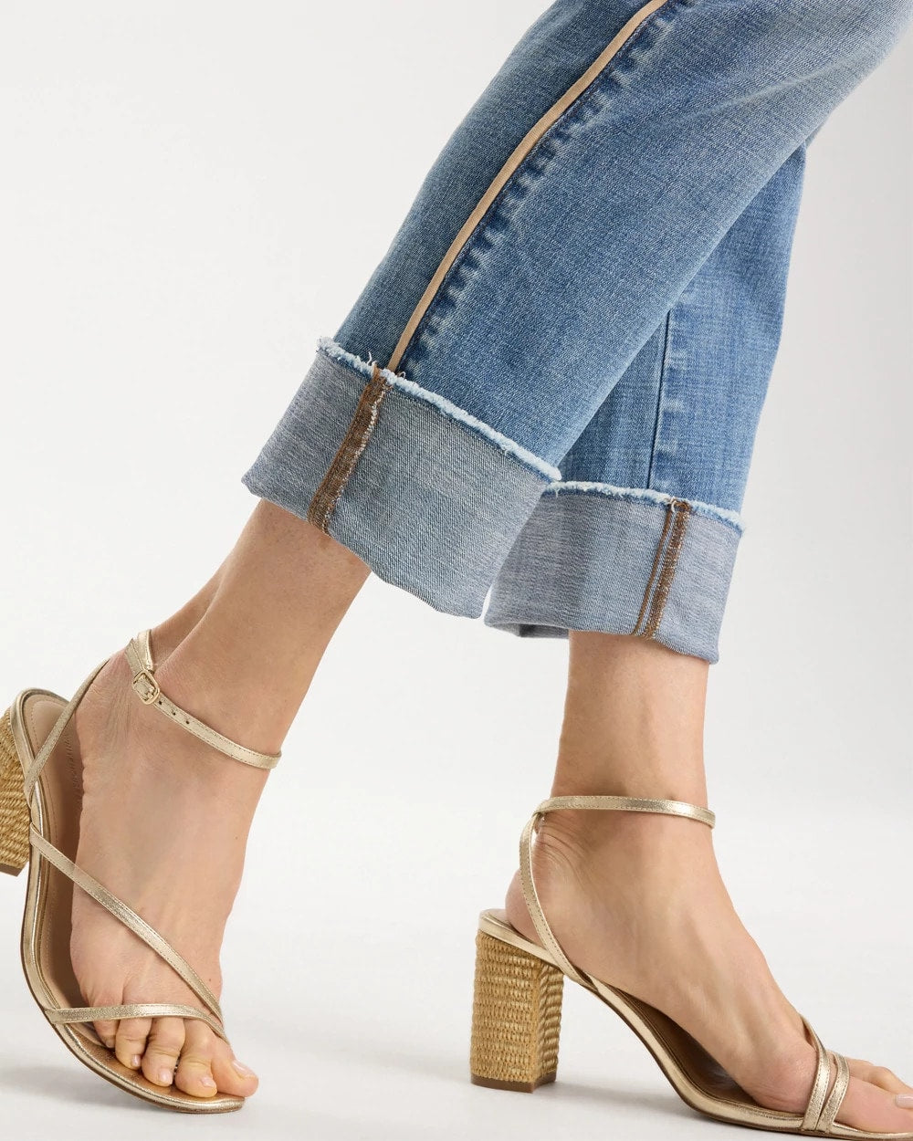 Allegro Indigo Girlfriend Roll Cuff Crop Jeans