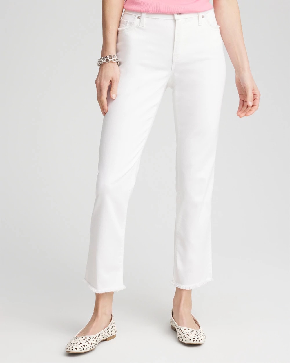 Alabaster Girlfriend Frayed Cropped No Stain Jeans