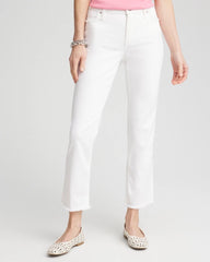 Alabaster Girlfriend Frayed Cropped No Stain Jeans