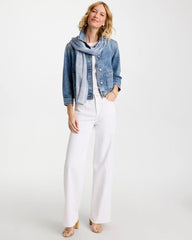Sakura Indigo Denim Cropped Trucker Jacket