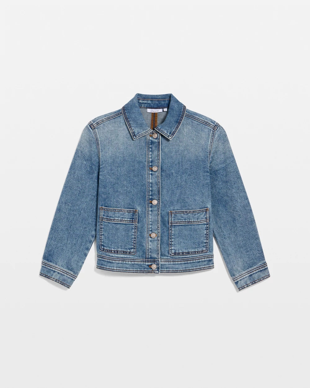 Sakura Indigo Denim Cropped Trucker Jacket