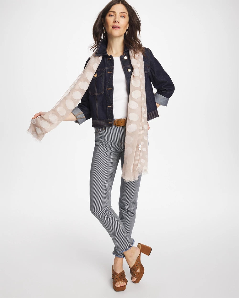 Denim Pinnacle Stripe Girlfriend Ankle Jeans