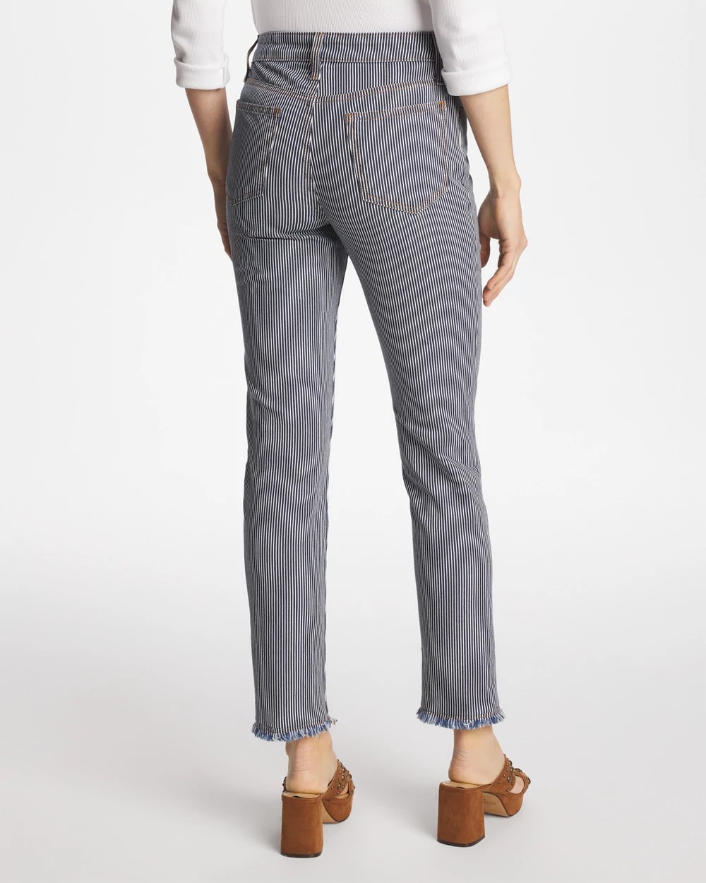 Denim Pinnacle Stripe Girlfriend Ankle Jeans