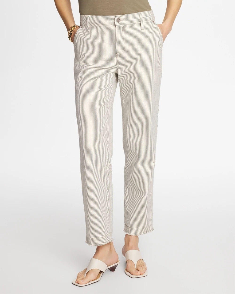 Lichen Stripe Girlfriend Straight Ankle Jeans