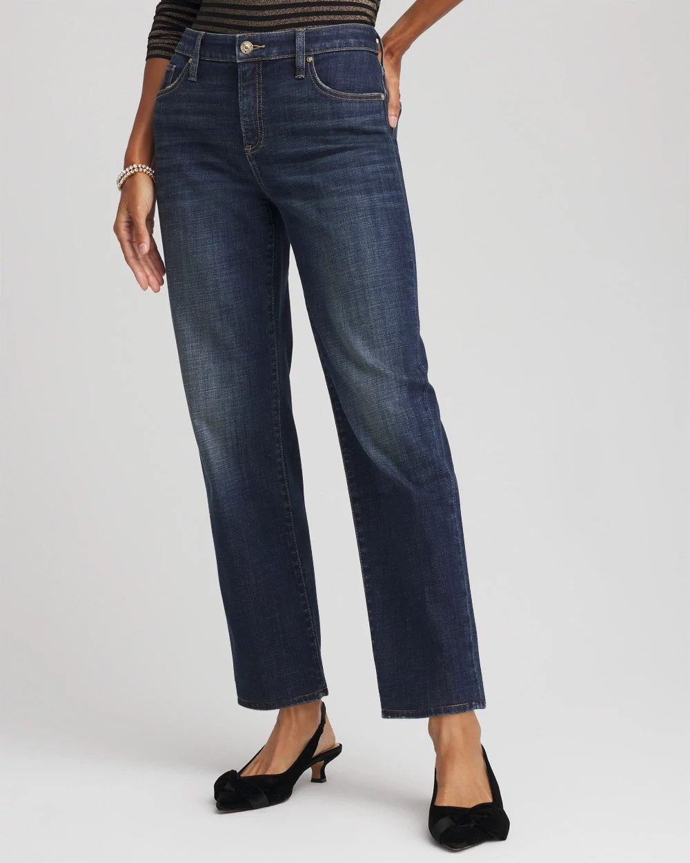 Flower Moon Indigo Girlfriend Straight Ankle Jeans