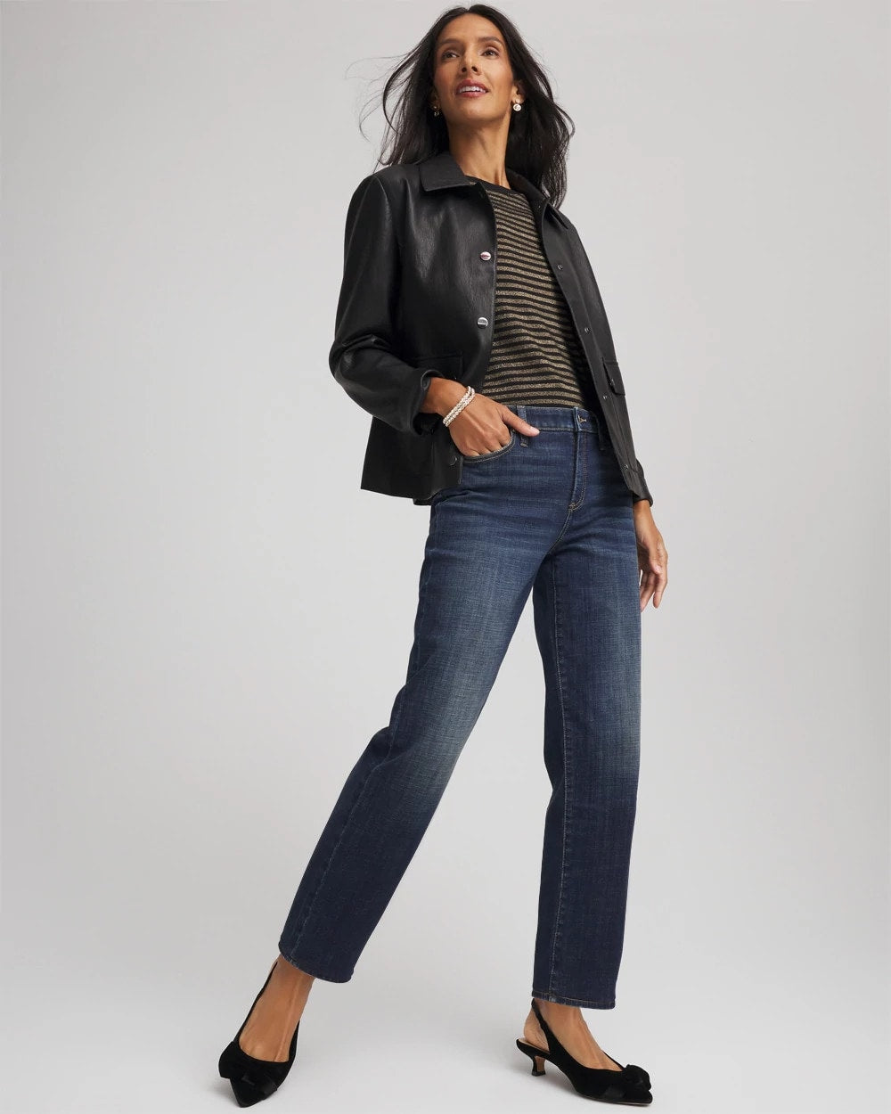 Flower Moon Indigo Girlfriend Straight Ankle Jeans