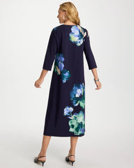 Passport Blue Floral 3/4 Sleeve Maxi Dress