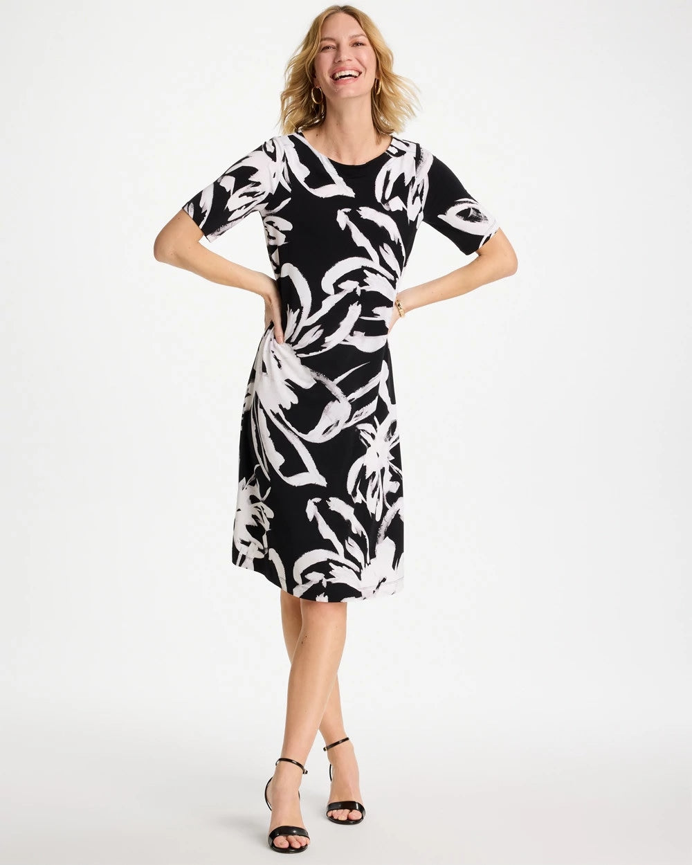 Black/White Travelers™ Knit New Bloom Day Dress