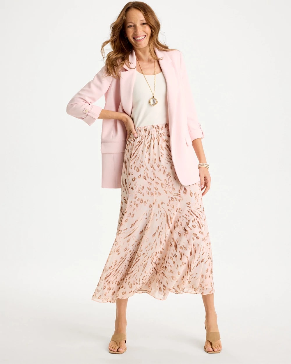 Sweet Blossom Cheetah Pull-On Godet Skirt