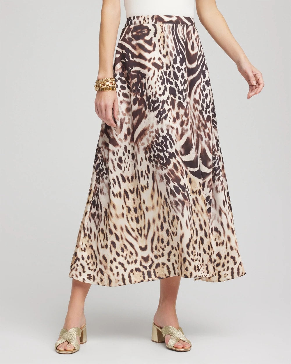 Black Animal Bengal Marks Faux Satin Skirt
