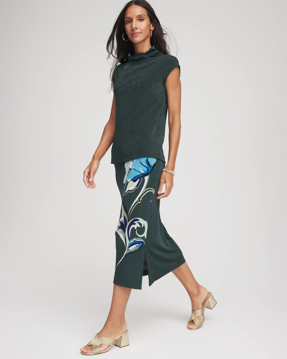 Darkest Spruce Travelers™ Artisanal Midi Skirt