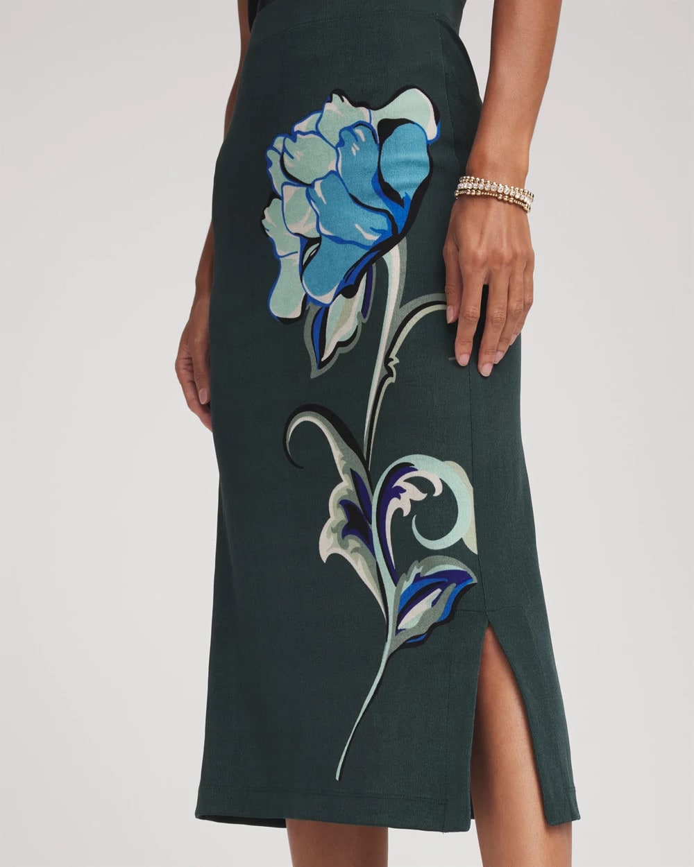 Darkest Spruce Travelers™ Artisanal Midi Skirt